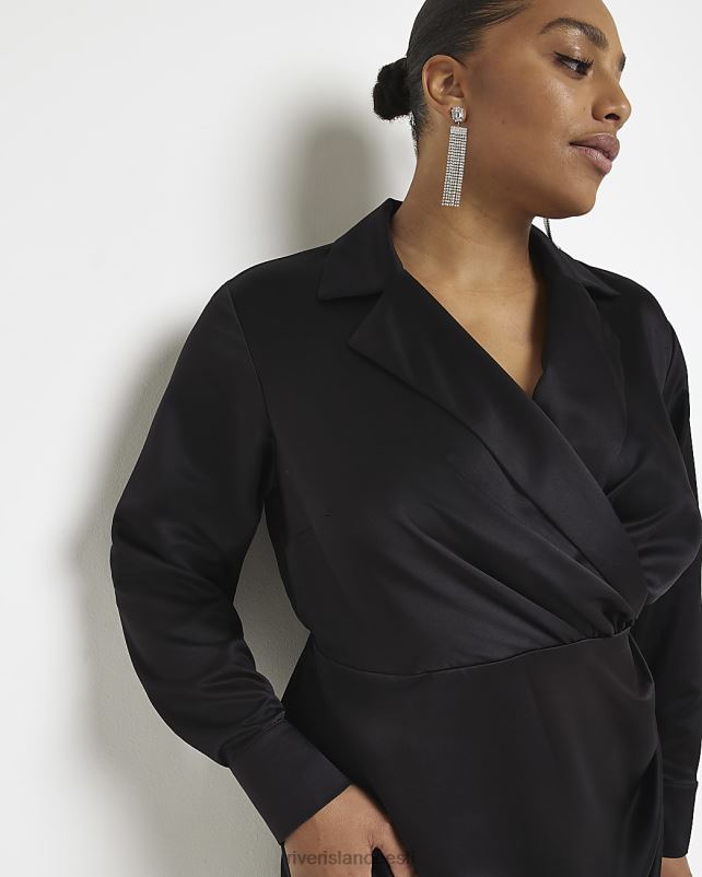 kehakate must naised River Island pluss satiinkattega minibleiserkleit 44TLL5171