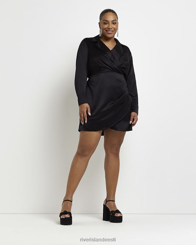 kehakate must naised River Island pluss satiinkattega minibleiserkleit 44TLL5171