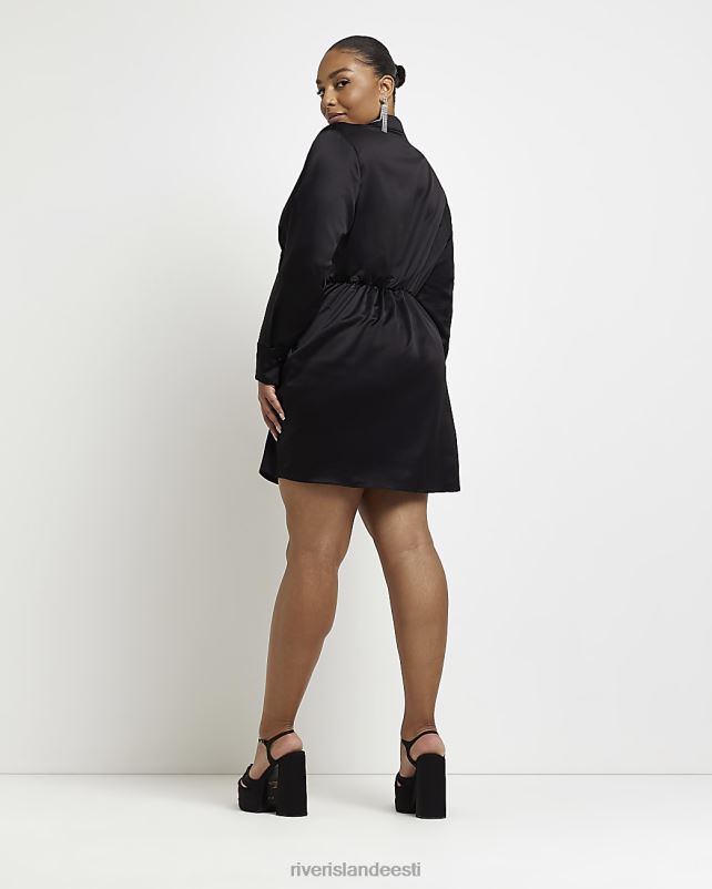 kehakate must naised River Island pluss satiinkattega minibleiserkleit 44TLL5171