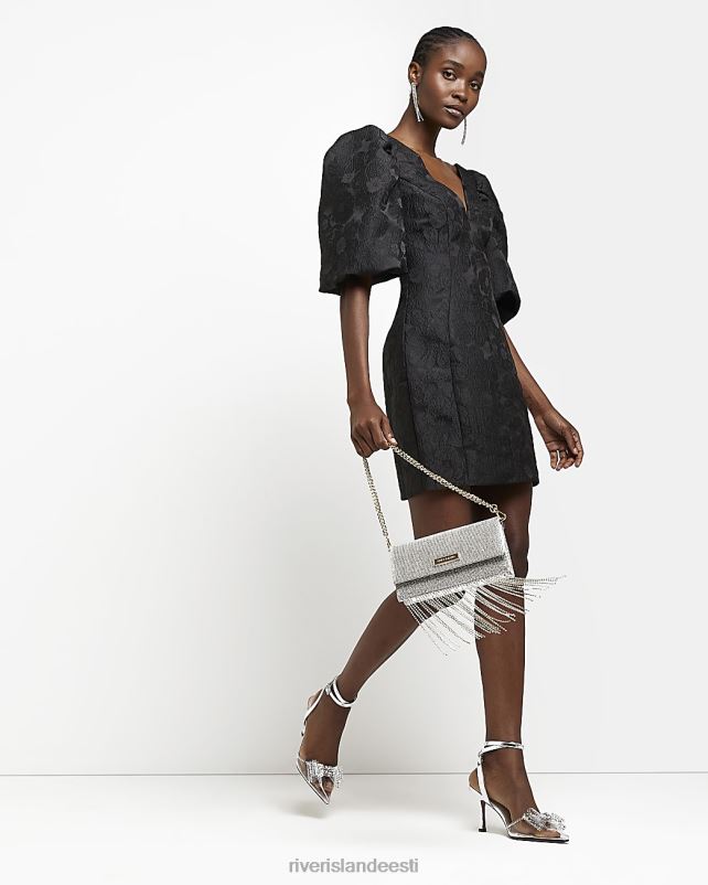 kehakate must naised River Island puhvis varrukatega minikleit 44TLL2065