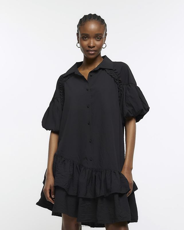 kehakate must naised River Island puhvis varrukatega minisärkkleit 44TLL315