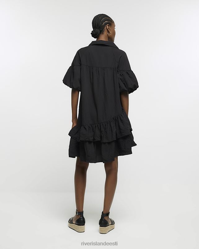 kehakate must naised River Island puhvis varrukatega minisärkkleit 44TLL315