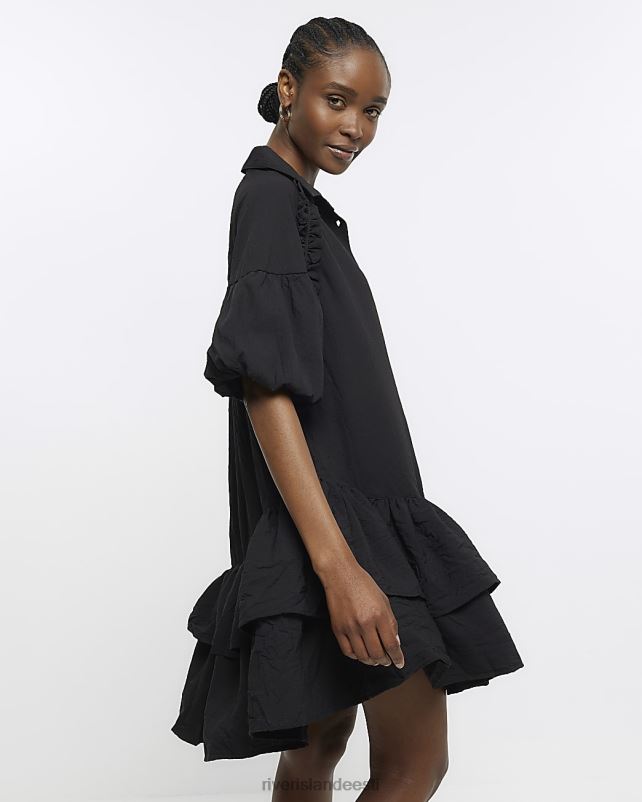 kehakate must naised River Island puhvis varrukatega minisärkkleit 44TLL315