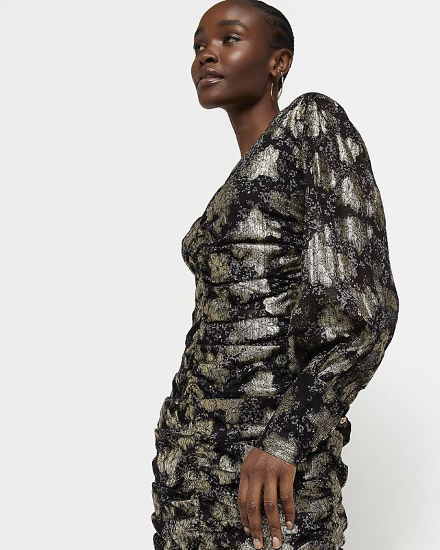 kehakate must naised River Island rusuv bodycon minikleit 44TLL2039