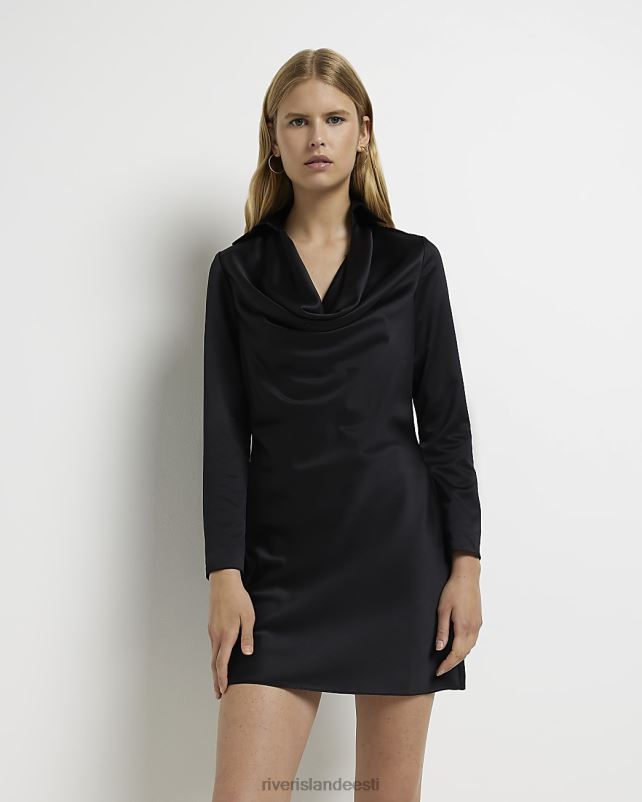 kehakate must naised River Island satiinist kaelusega minikleit 44TLL1981