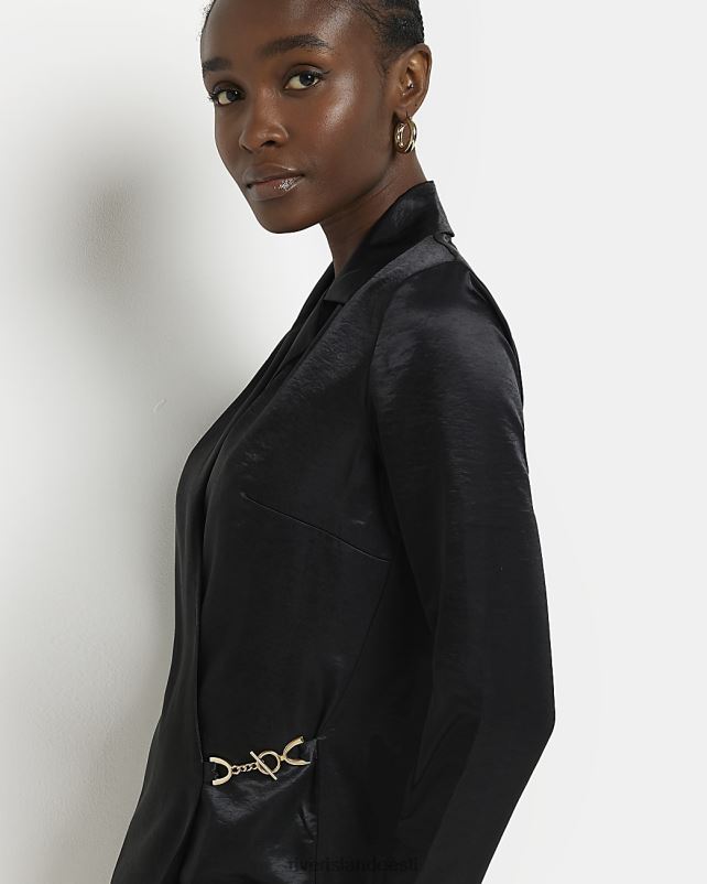 kehakate must naised River Island satiinist mini bleiserkleit 44TLL2042