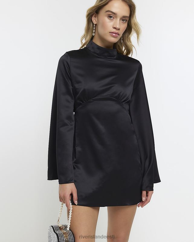 kehakate must naised River Island satiinist vahetustega minikleit 44TLL530