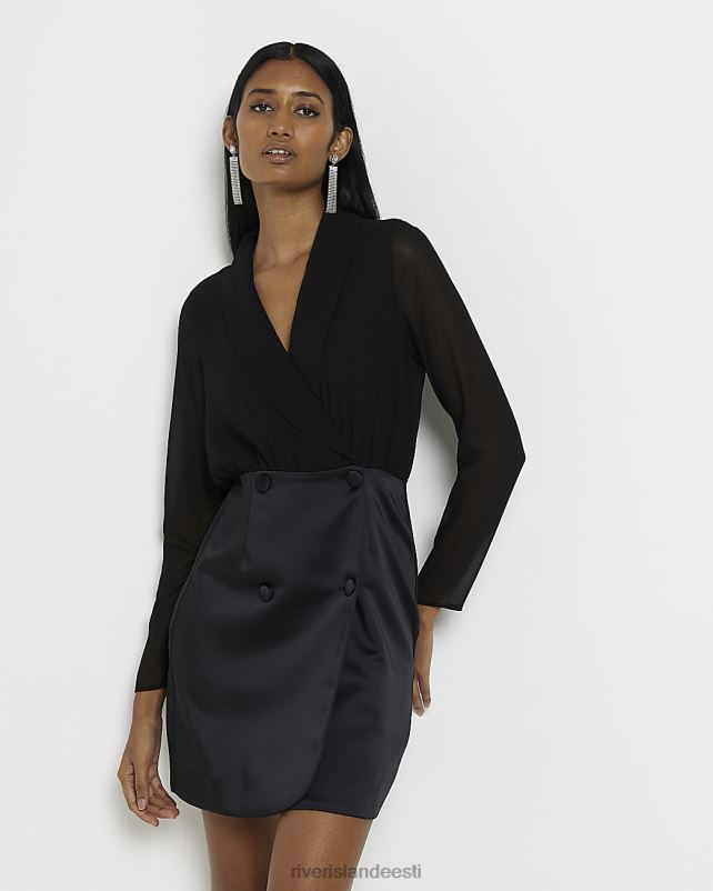 kehakate must naised River Island satiinkattega minibleiserkleit 44TLL4893