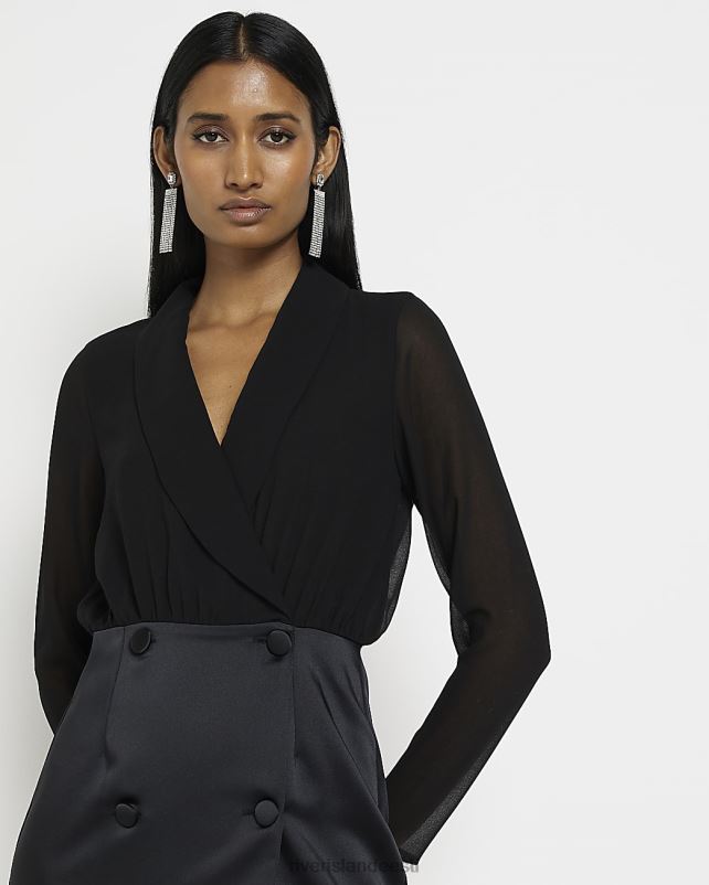 kehakate must naised River Island satiinkattega minibleiserkleit 44TLL4893