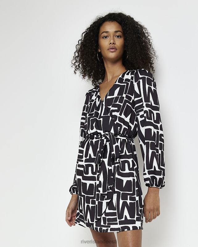 kehakate must naised River Island satiinmustriga ümbrisega minikleit 44TLL2070