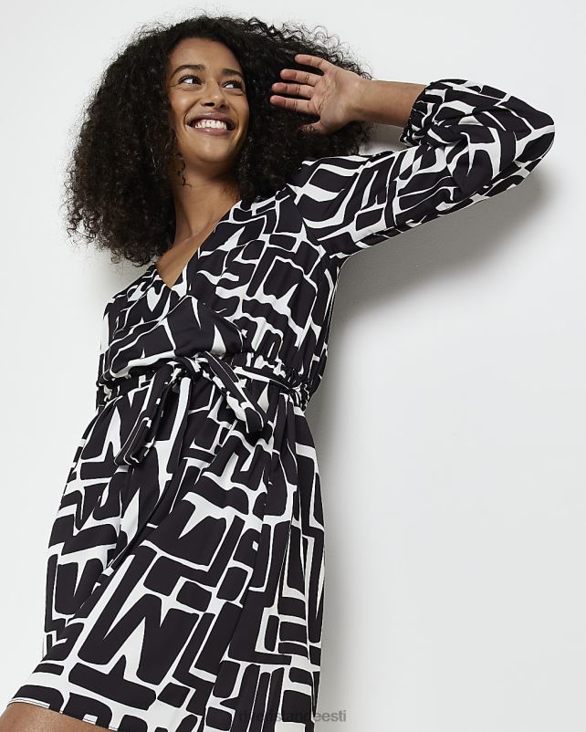 kehakate must naised River Island satiinmustriga ümbrisega minikleit 44TLL2070