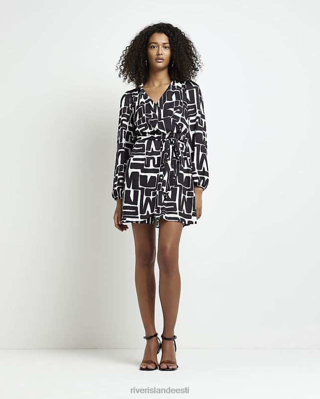 kehakate must naised River Island satiinmustriga ümbrisega minikleit 44TLL2070
