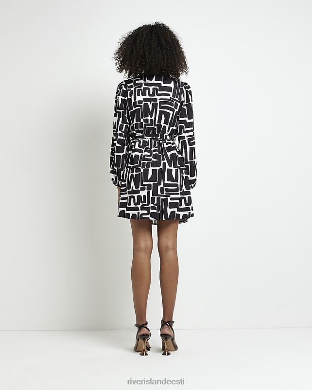 kehakate must naised River Island satiinmustriga ümbrisega minikleit 44TLL2070