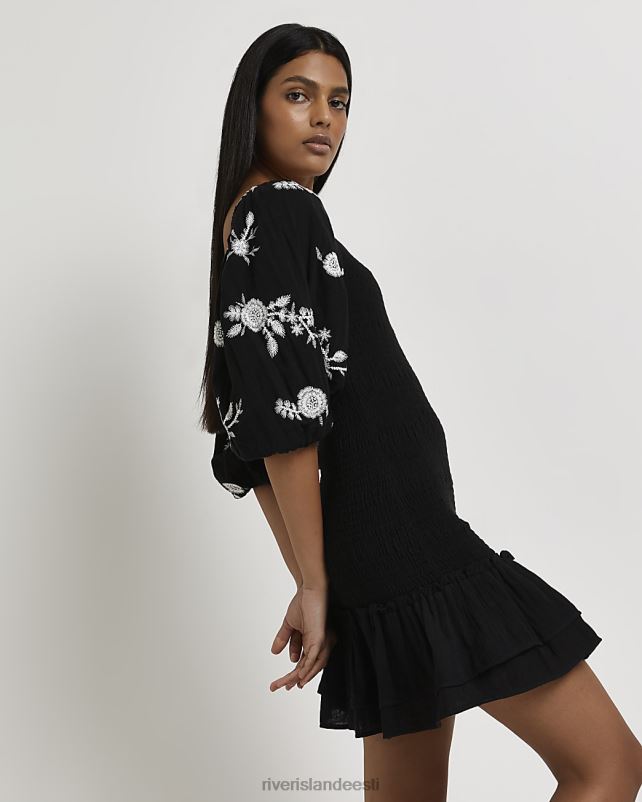 kehakate must naised River Island shirred bodycon minikleit 44TLL2174