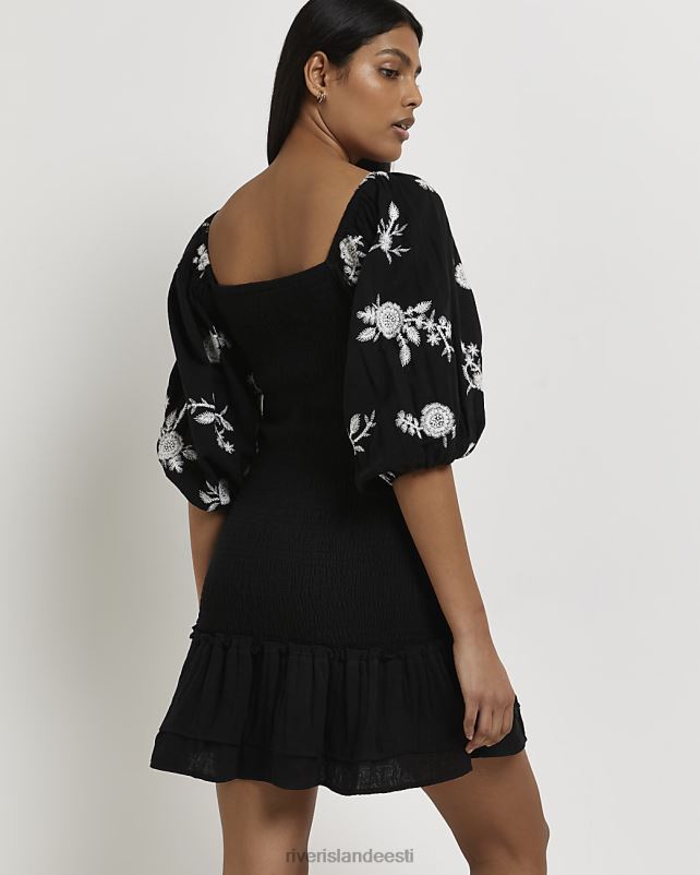 kehakate must naised River Island shirred bodycon minikleit 44TLL2174