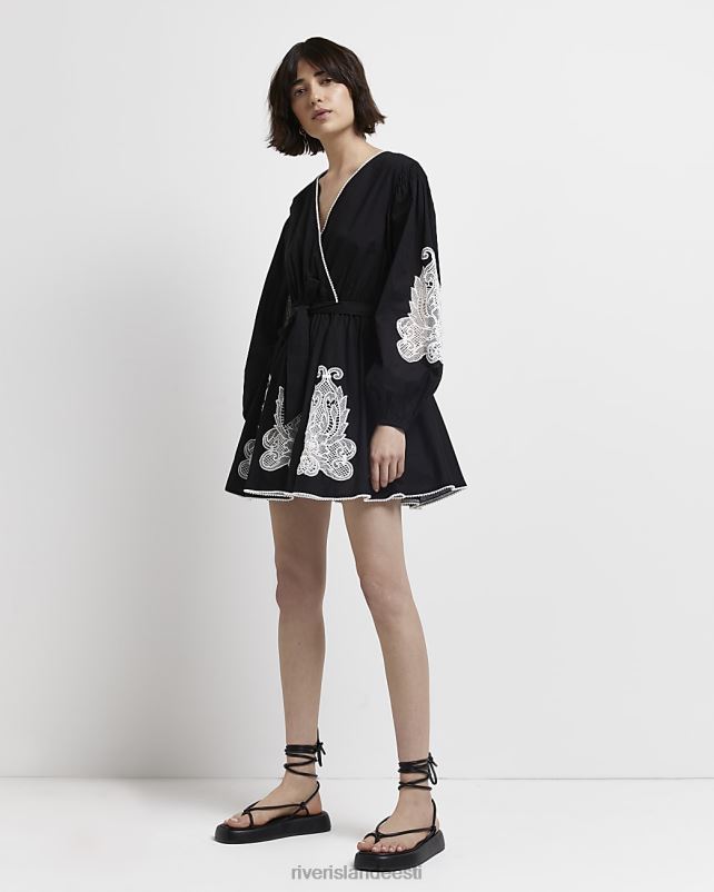 kehakate must naised River Island tikitud ümbrisega minikleit 44TLL2112