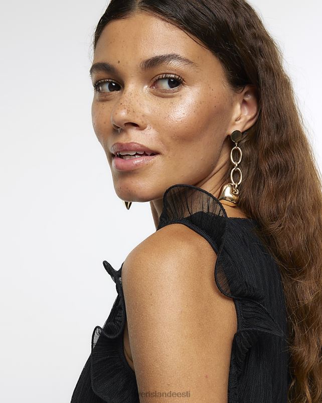 kehakate must naised River Island volangidega plisse minikleit 44TLL4135