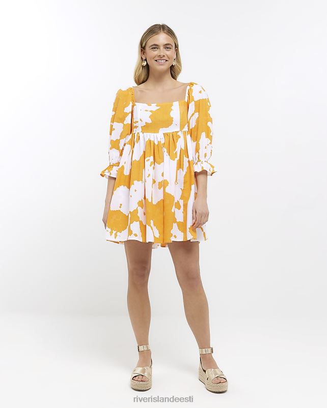 kehakate oranž naised River Island Abstraktse mustriga minikleit 44TLL4675