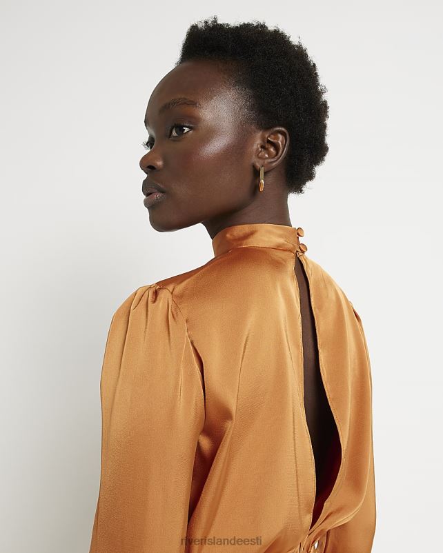 kehakate oranž naised River Island satiinist kaelusega minikleit 44TLL1934
