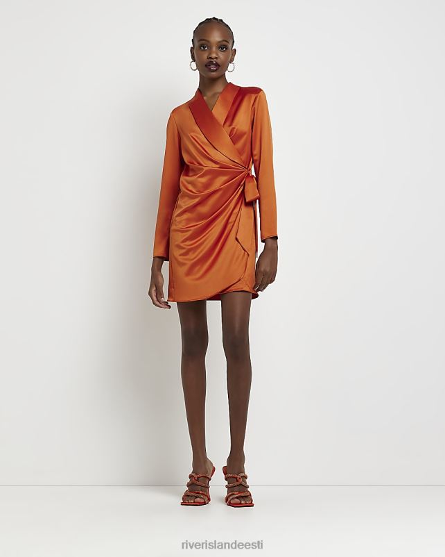 kehakate oranž naised River Island satiinkattega minibleiserkleit 44TLL1826