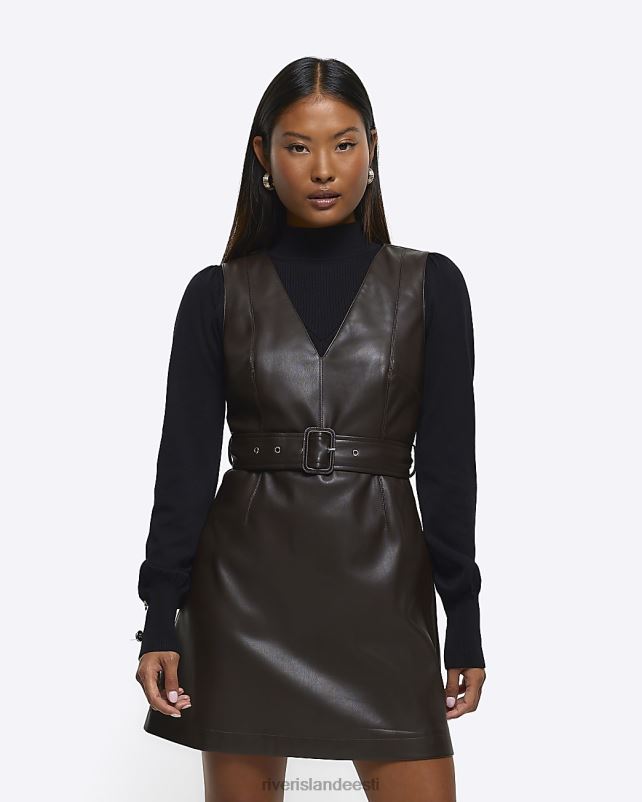 kehakate pruun naised River Island Petite kunstnahast kiiksuga minikleit 44TLL5237