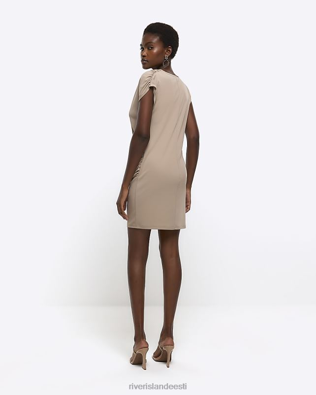 kehakate pruun naised River Island drape detail wrap mini kleit 44TLL1319