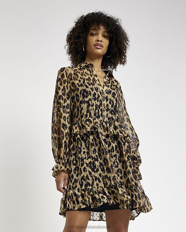 kehakate pruun naised River Island šifoonist loomamustriga minisärkkleit 44TLL1996