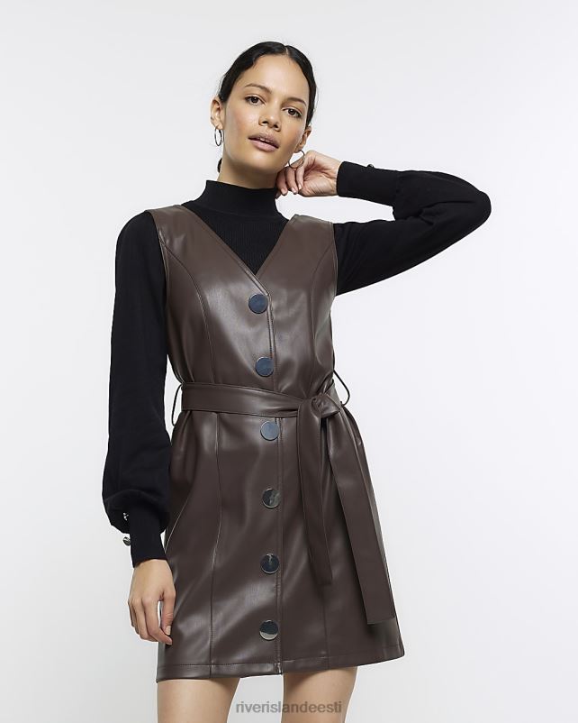 kehakate pruun naised River Island kunstnahast pinafor minikleit 44TLL4031