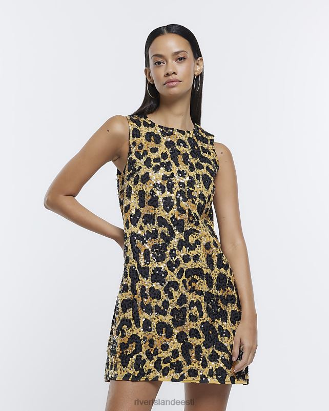 kehakate pruun naised River Island loomamustriga litritega minikleit 44TLL1796