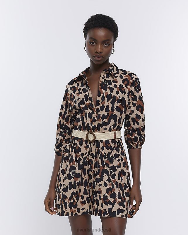 kehakate pruun naised River Island loomamustriga minisärkkleit 44TLL4631