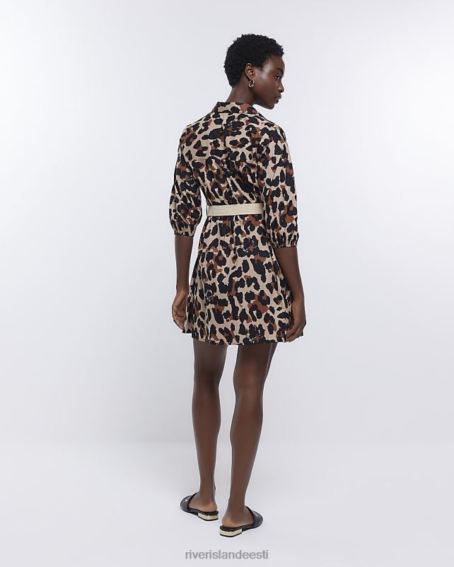 kehakate pruun naised River Island loomamustriga minisärkkleit 44TLL4631