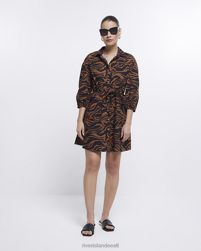 kehakate pruun naised River Island loomamustriga minisärkkleit 44TLL4815