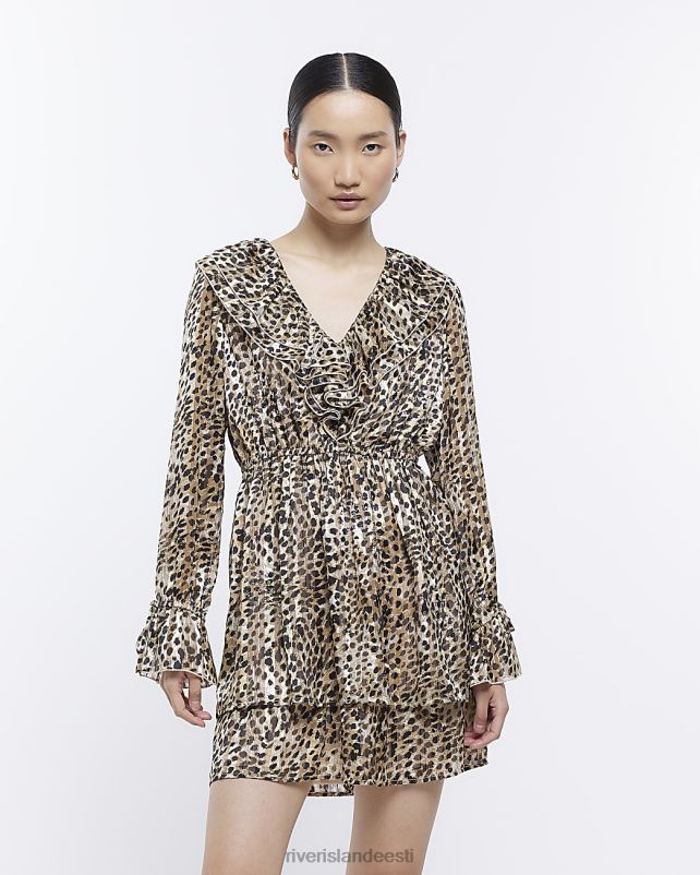 kehakate pruun naised River Island loomamustriga sats uisutaja minikleit 44TLL1396