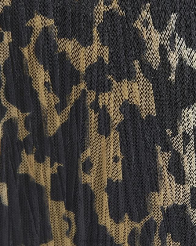 kehakate pruun naised River Island loomamustriga volangidega plisse minikleit 44TLL4223