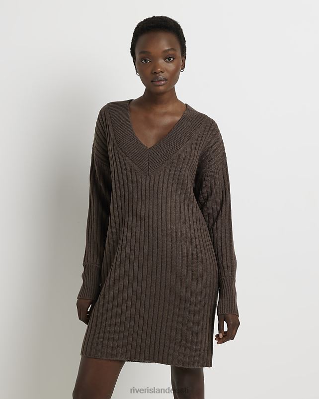 kehakate pruun naised River Island pikkade varrukatega minikleit kampsuniga 44TLL794