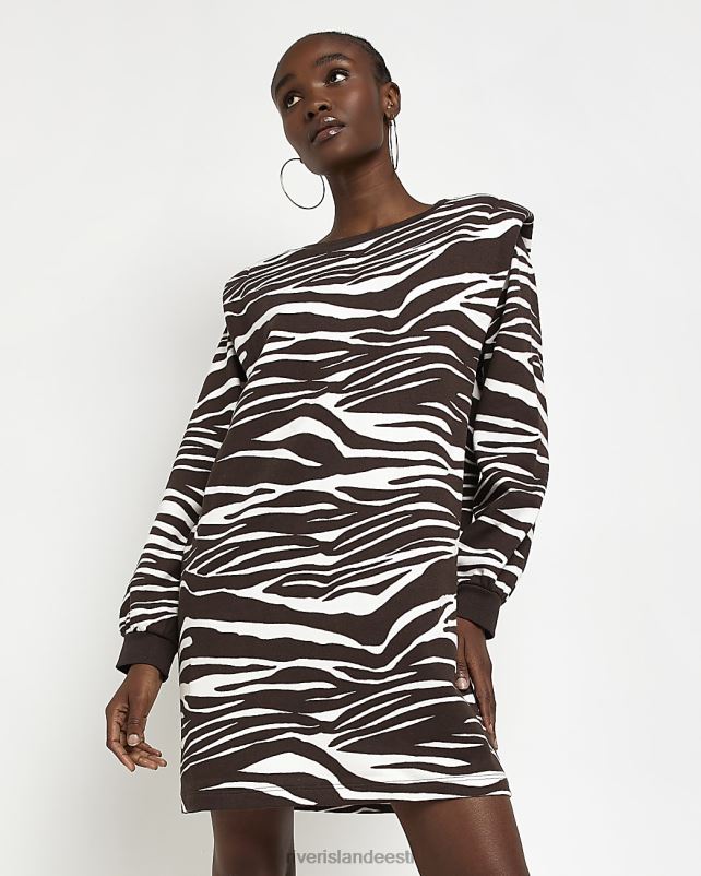 kehakate pruun naised River Island prindiga ülisuur dressipluus minikleit 44TLL4927