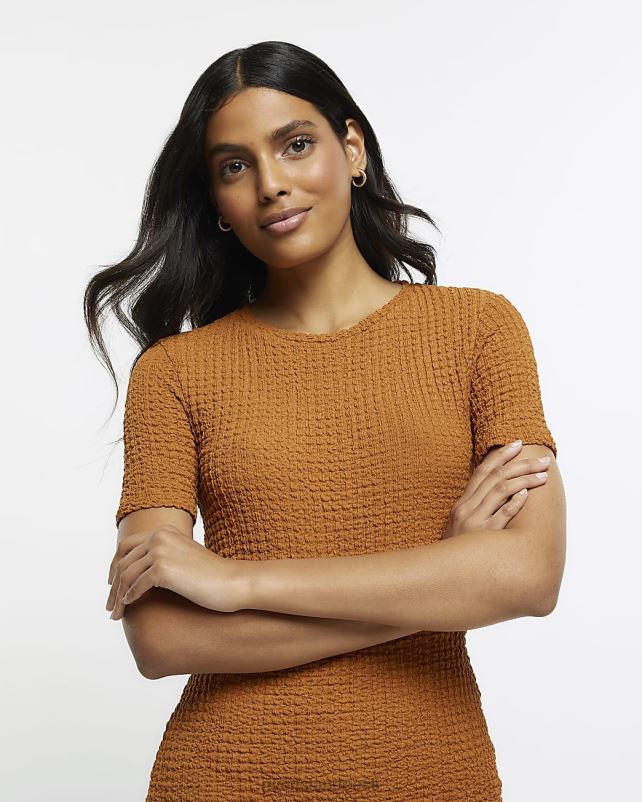 kehakate pruun naised River Island tekstuuriga bodycon minikleit 44TLL1103