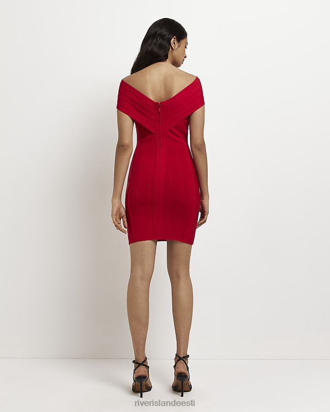 kehakate punane naised River Island bardot bodycon minikleit 44TLL4933