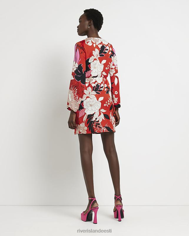 kehakate punane naised River Island lilleline satiinist minikleit 44TLL2072