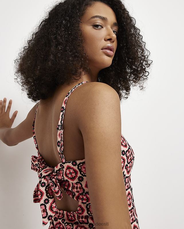 kehakate punane naised River Island lilleline vahetustega minikleit 44TLL4808