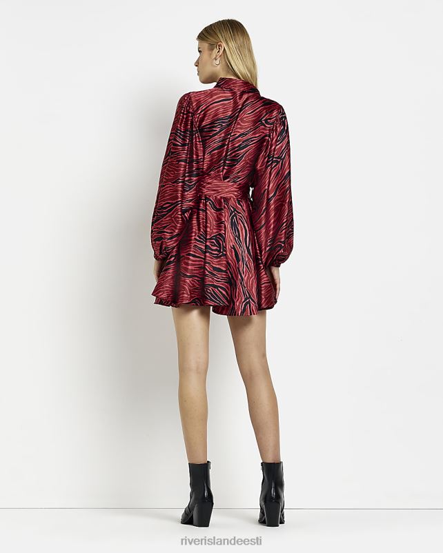 kehakate punane naised River Island loomamustriga satiinist minisärkkleit 44TLL1786