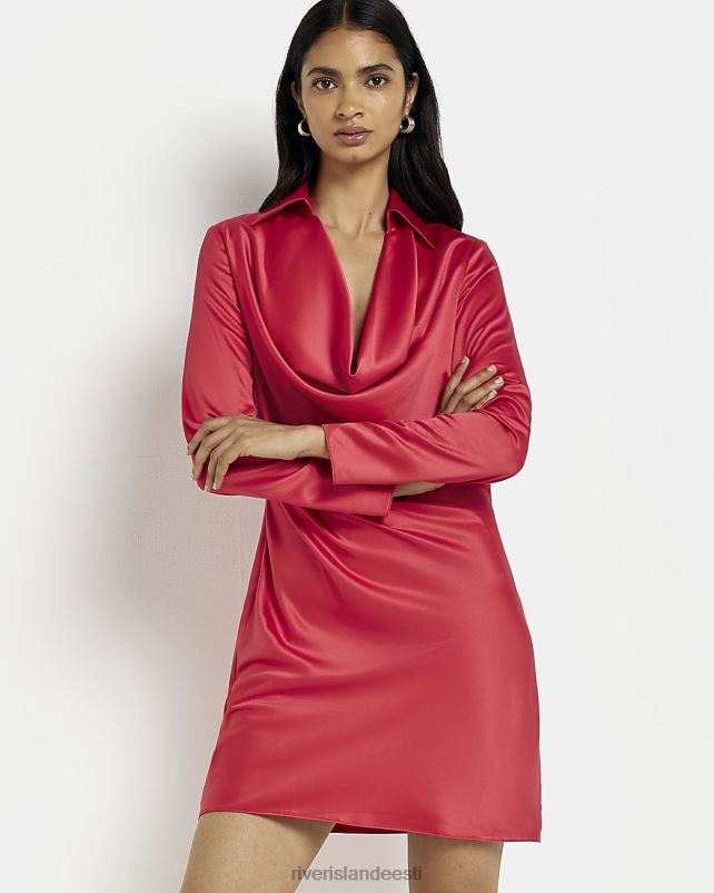 kehakate punane naised River Island satiinist kaelusega minikleit 44TLL1985