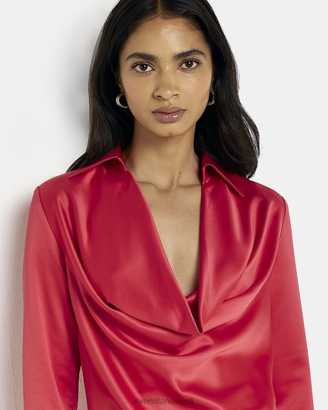 kehakate punane naised River Island satiinist kaelusega minikleit 44TLL1985