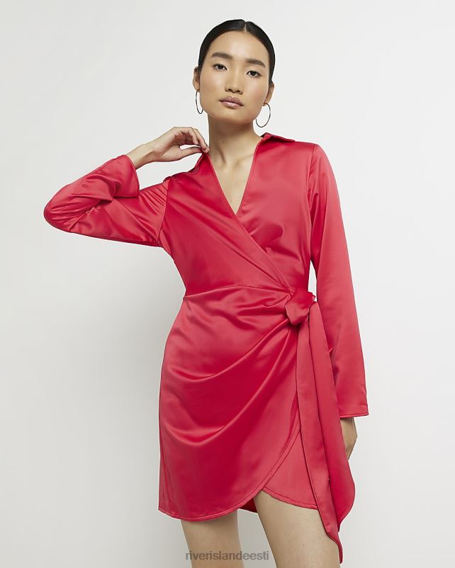 kehakate punane naised River Island satiinkattega minikleit 44TLL5007