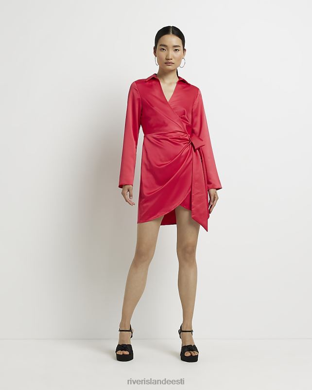 kehakate punane naised River Island satiinkattega minikleit 44TLL5007