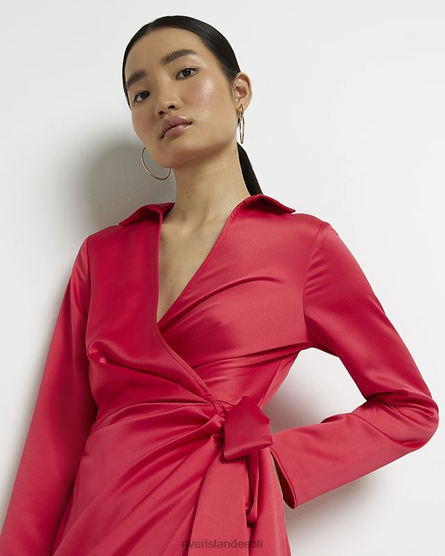 kehakate punane naised River Island satiinkattega minikleit 44TLL5007