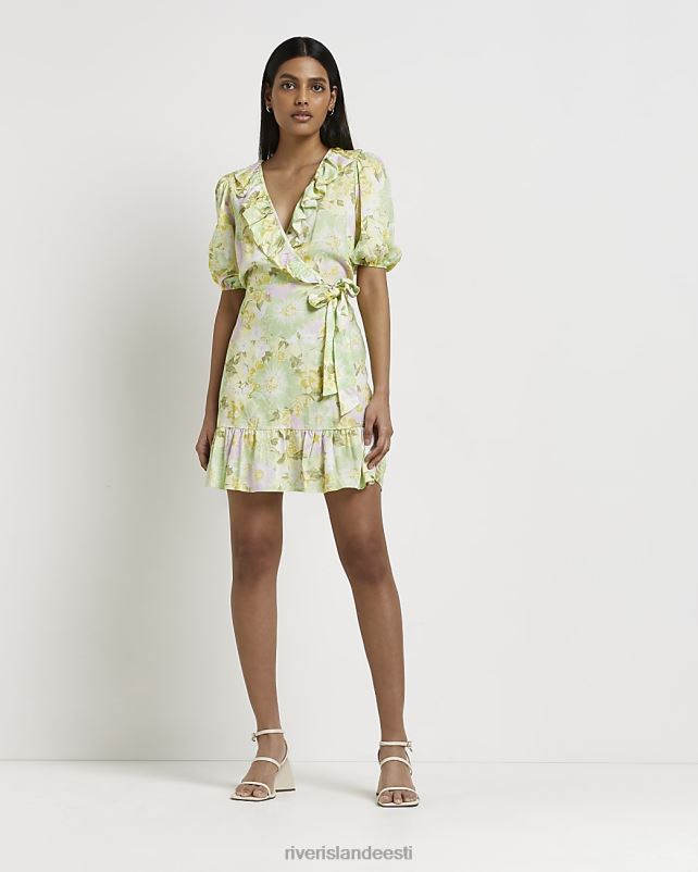 kehakate roheline naised River Island lilledega mähitud minikleit 44TLL1407