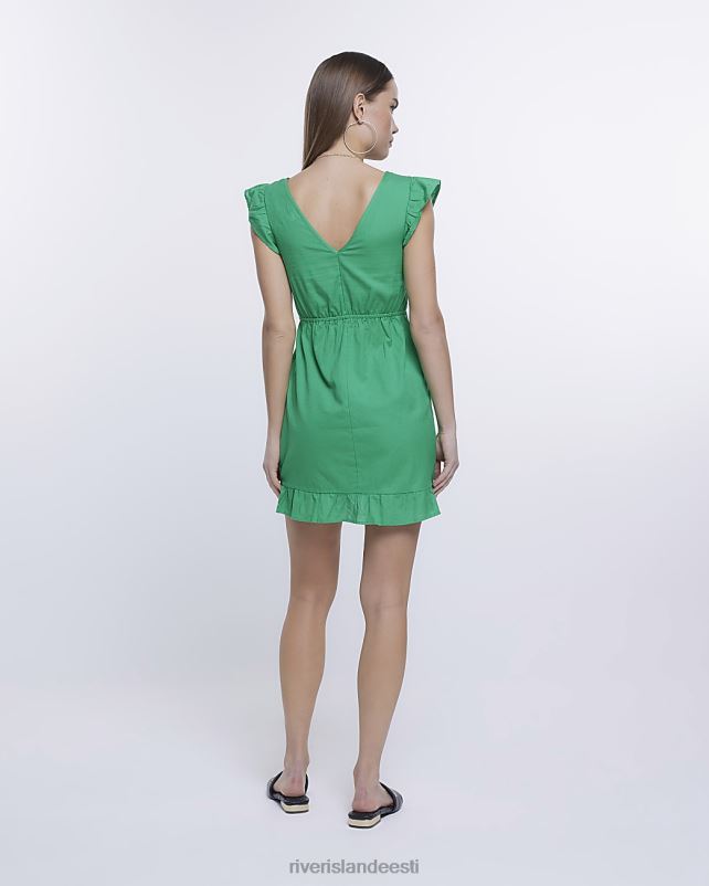 kehakate roheline naised River Island linasest väljalõigatud minikleit 44TLL1769