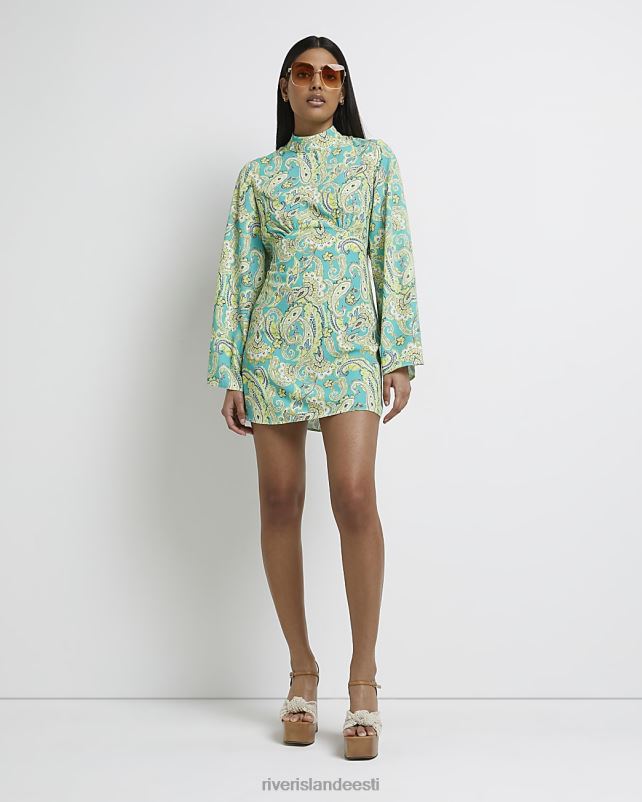 kehakate roheline naised River Island paisley mustriga minikleit 44TLL531