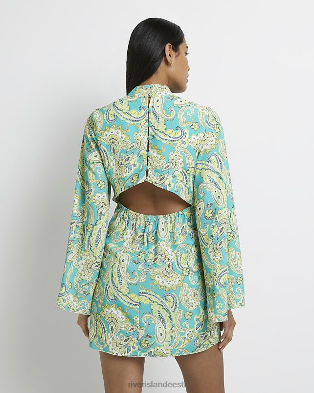 kehakate roheline naised River Island paisley mustriga minikleit 44TLL531